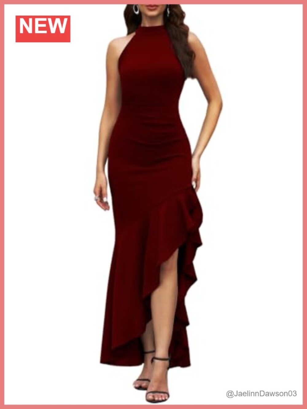 Women's Halter Neck Bodycon Formal Party Maxi Dress High Slit